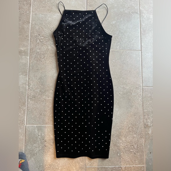 H&M Black Midi Dress with Silver Studs - Picture 1 of 3